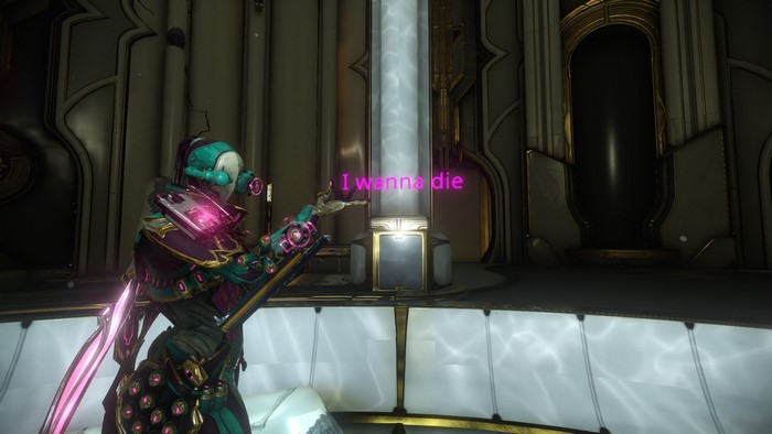 Mesa from Warframe with text overlay