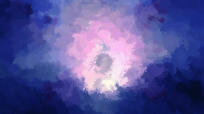 Abstract painting with blue and violet hues
