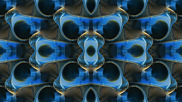 Abstract blue and gold symmetrical pattern