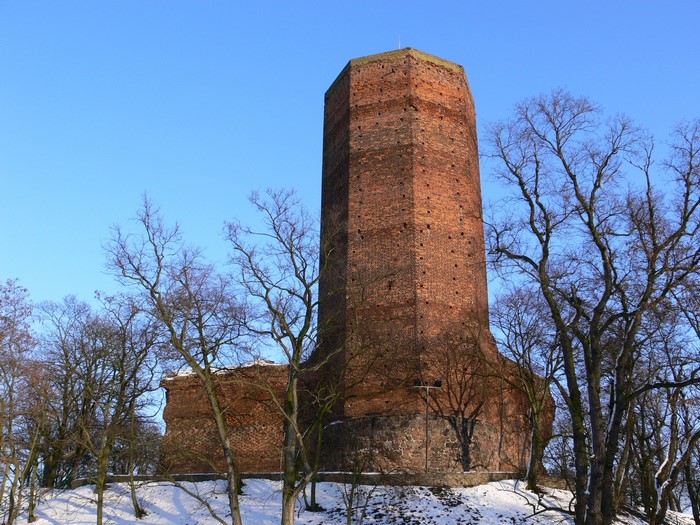 Ruins of a brick tower in Kruszwica, Poland