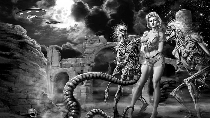 Marilyn Monroe with Zombies and UFOs