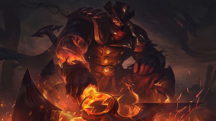 Darius from League of Legends with fire