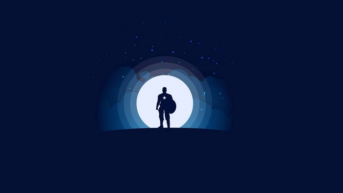 Captain America Silhouette with Moon and Stars