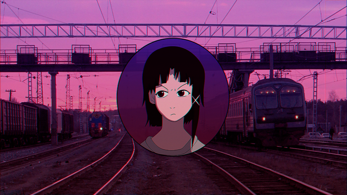 Lain Iwakura from Serial Experiments Lain with trains