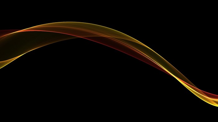 Abstract yellow and red wavy lines on black