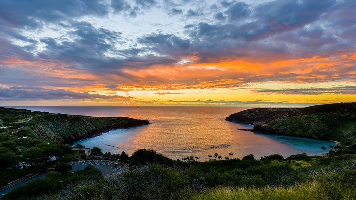 Sunset over Hanauma Bay, Hawaii