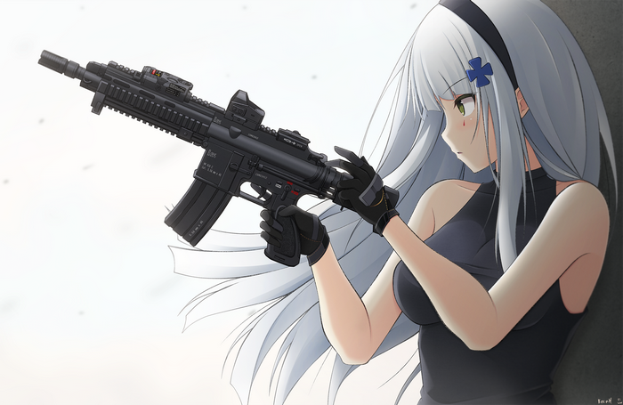 HK416 from Girls Frontline holding a rifle