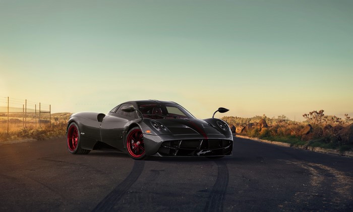 Pagani Huayra Roadster on asphalt road