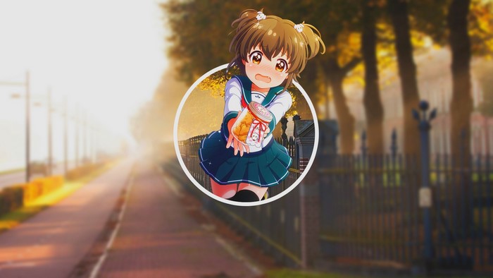 Anime girl in sailor uniform holding a jar