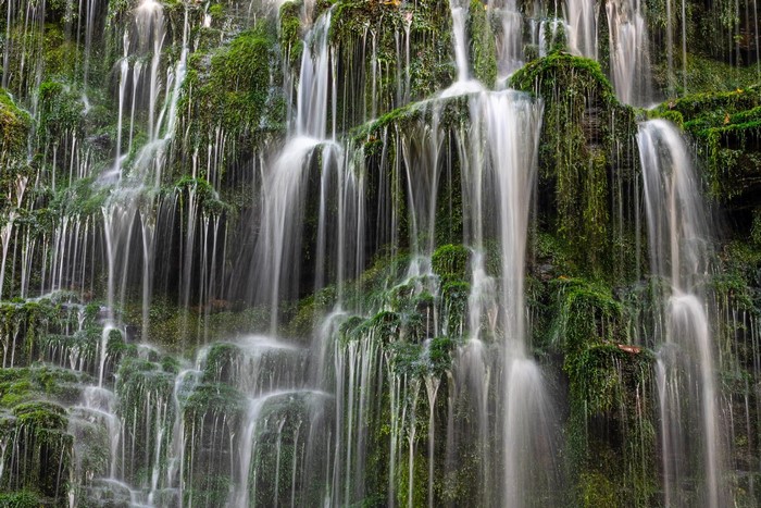 Waterfall cascading over moss-covered rocks in Tennessee