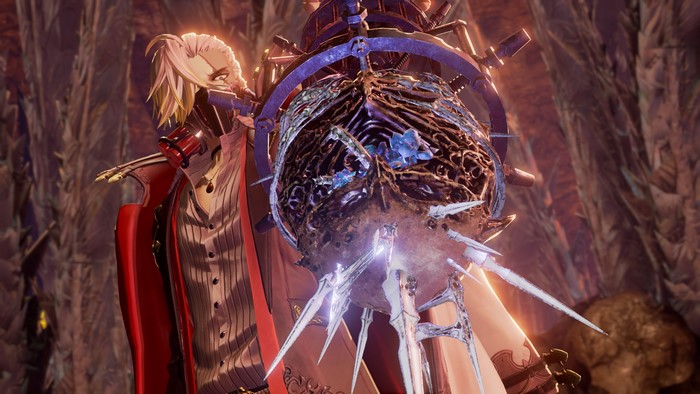 Character from Code Vein with a strange orb