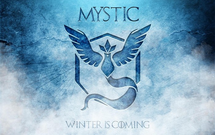 Team Mystic logo from Pokemon Go with 'Winter is Coming'