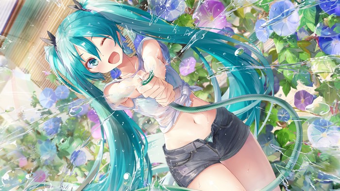 4K Digital Art of Hatsune Miku in Summer Garden