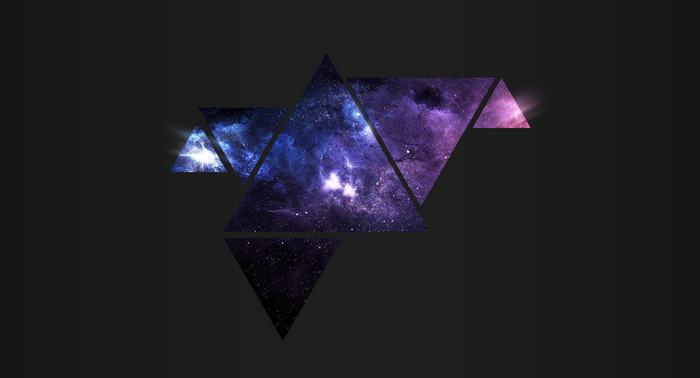 Geometric triangles with galaxy nebula patterns