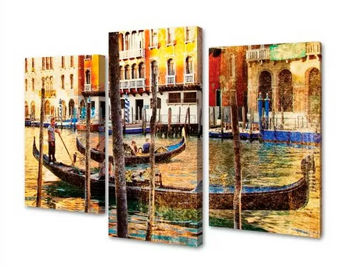 Venice, triptych, modular painting on canvas