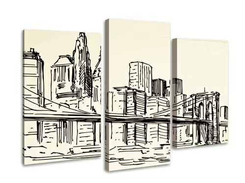 Black and white city, modular painting