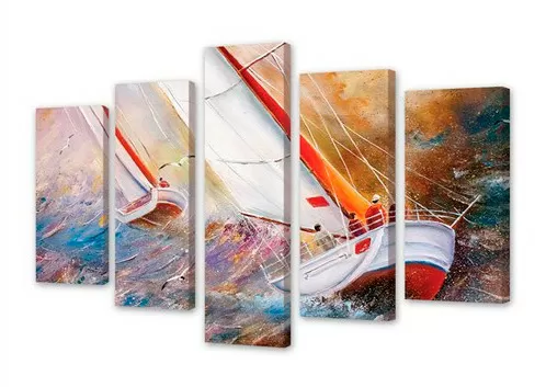 Yacht, modular painting on canvas
