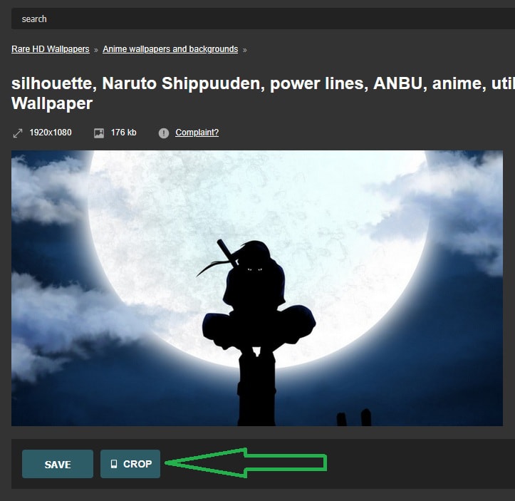 Find the crop button