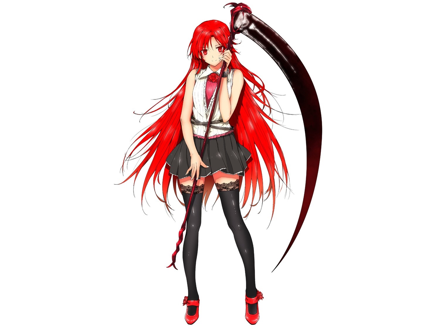 Lisara Restall from Dakara Boku Wa H Ga Dekinai holding a scythe HD Wallpaper
