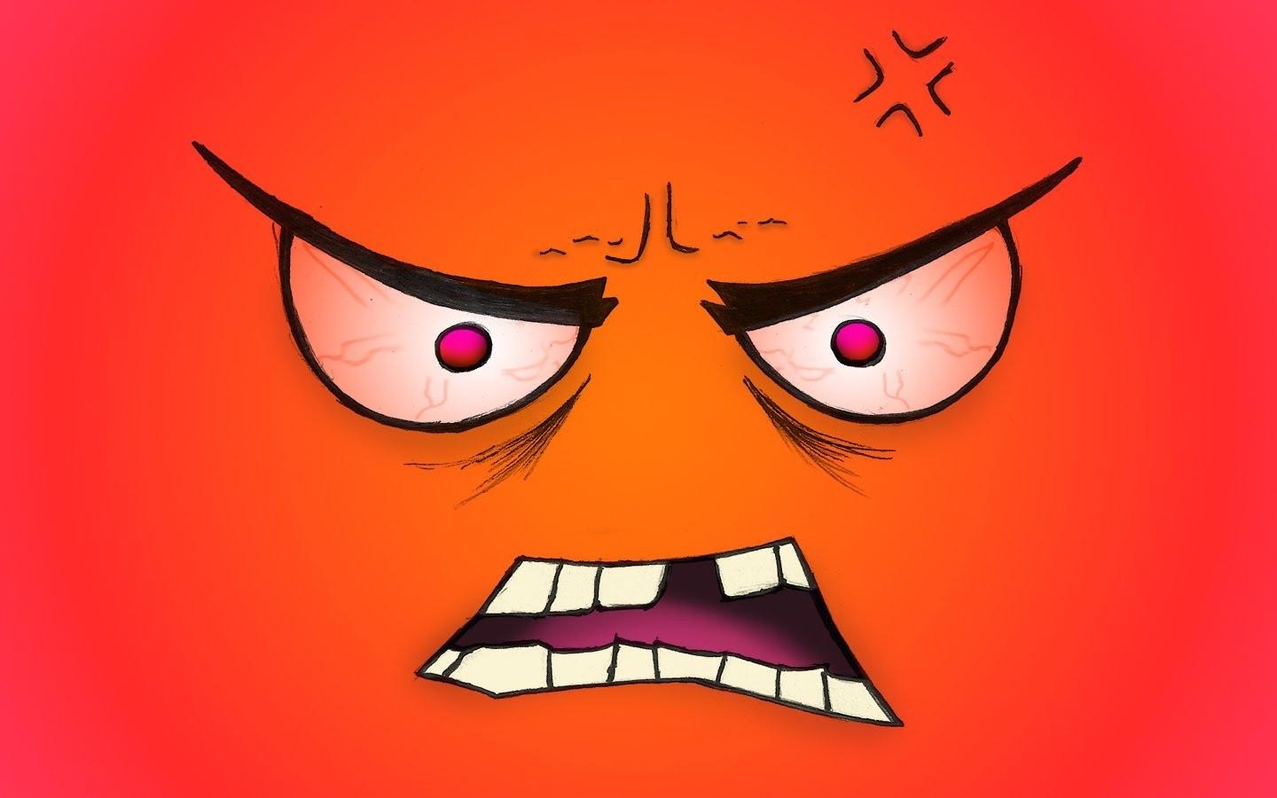 Angry cartoon face with red and orange background HD Wallpaper