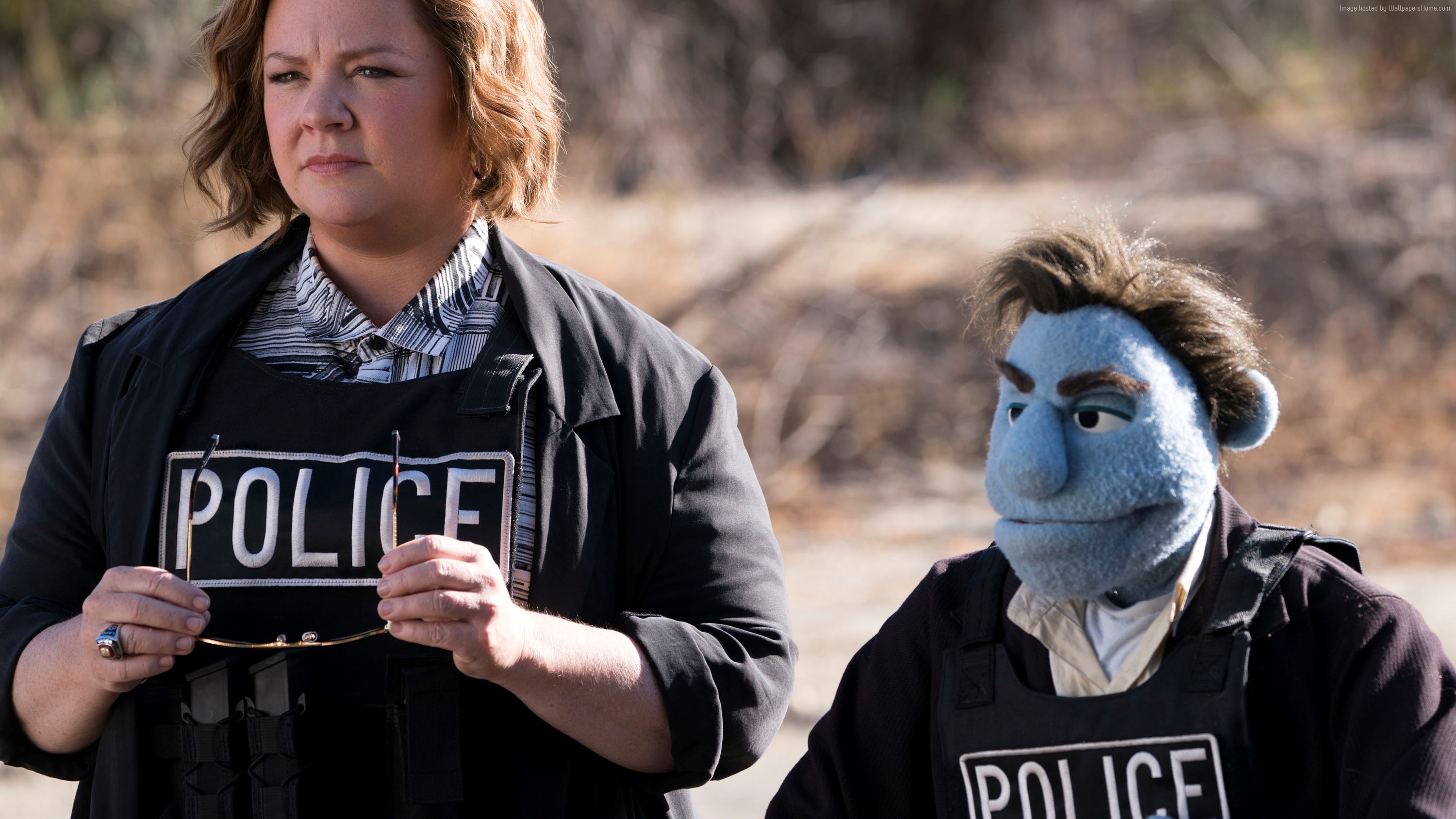 Melissa McCarthy and Puppet from The Happytime Murders 4K HD Wallpaper
