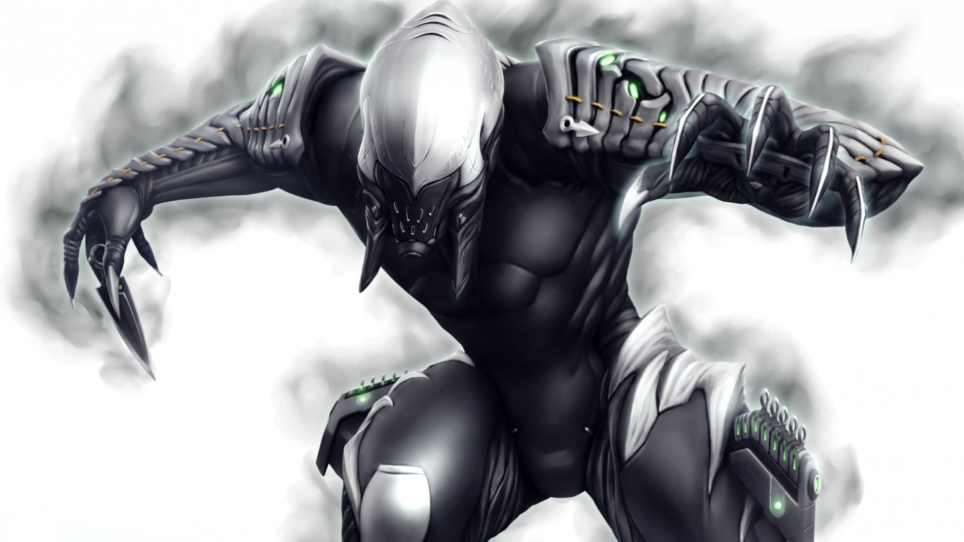 Ash from Warframe, a monochrome warrior HD Wallpaper