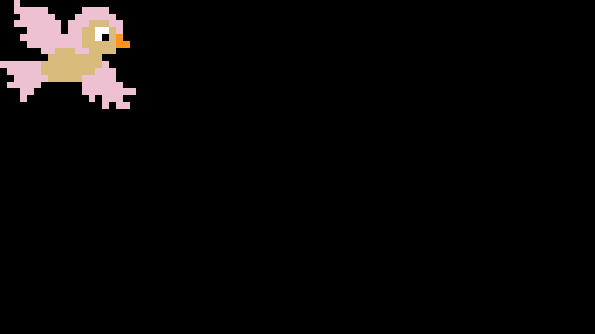 Pixel art pink bird flying in darkness HD Wallpaper