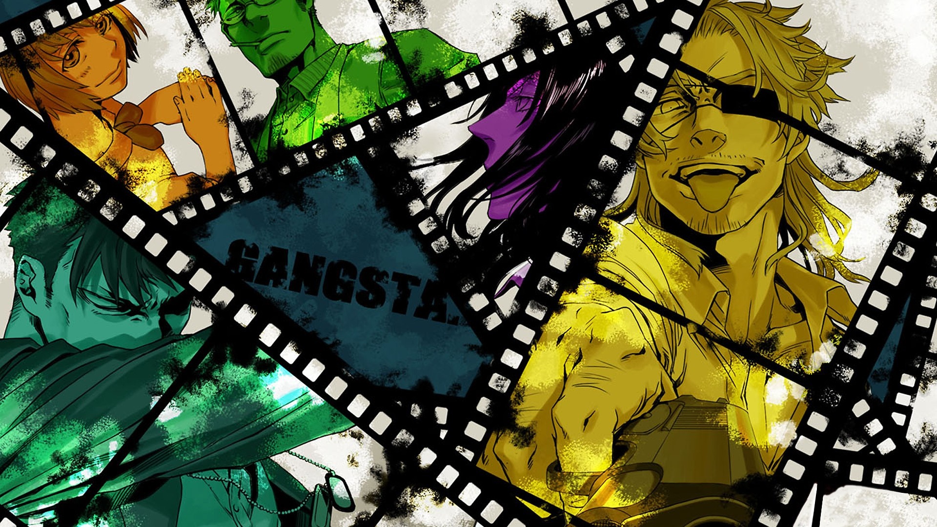 Gangsta anime characters in film strip HD Wallpaper