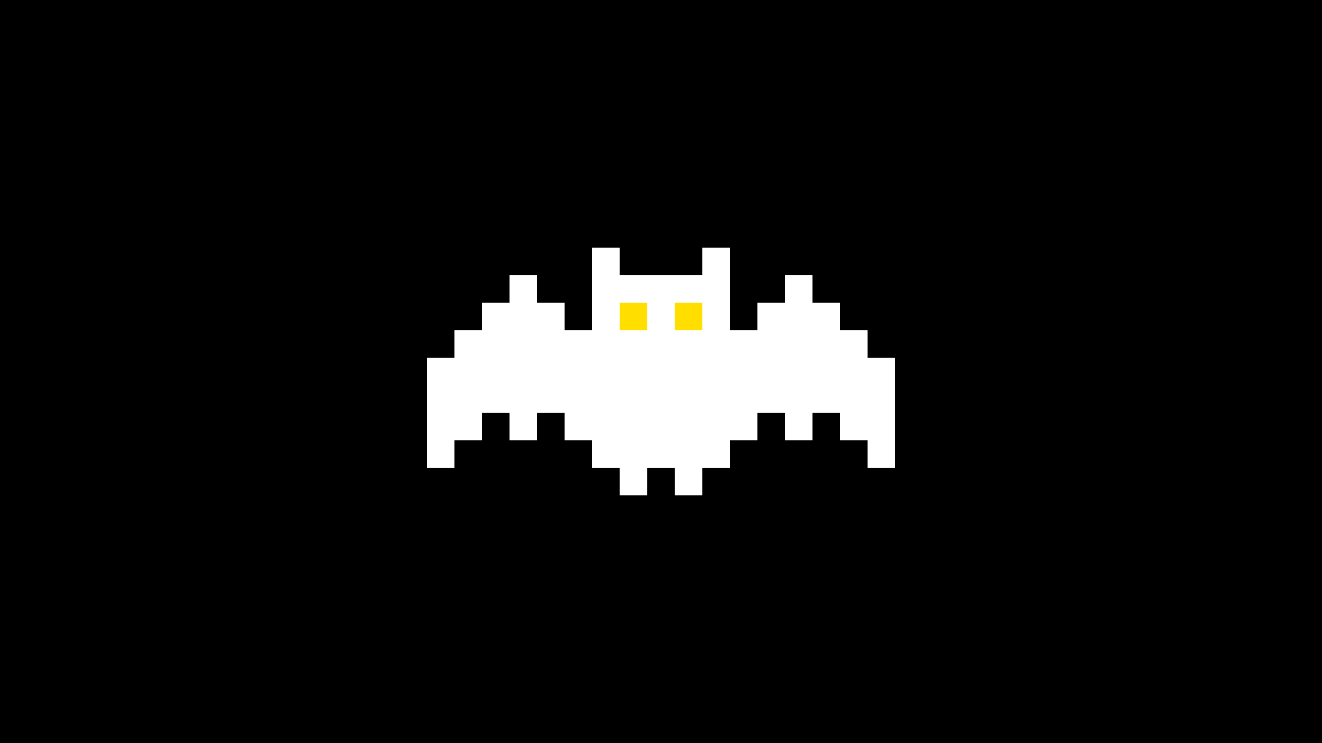 Pixel art white bat with yellow eyes HD Wallpaper
