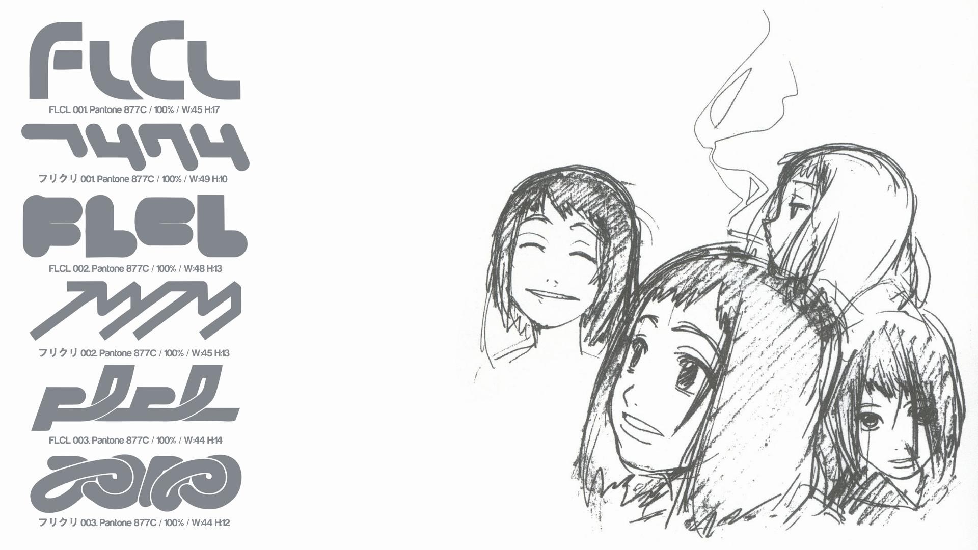 FLCL logos and character sketches HD Wallpaper