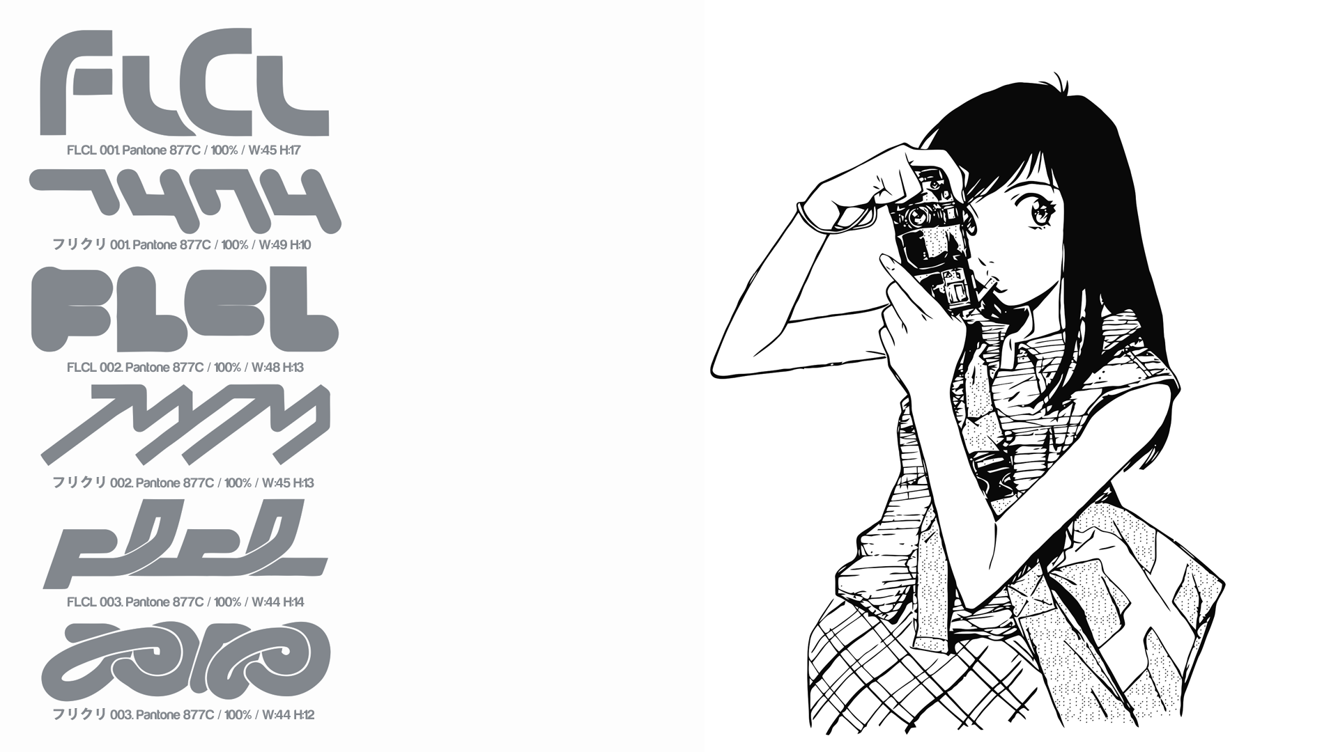FLCL logos and Haruhara Haruko illustration HD Wallpaper