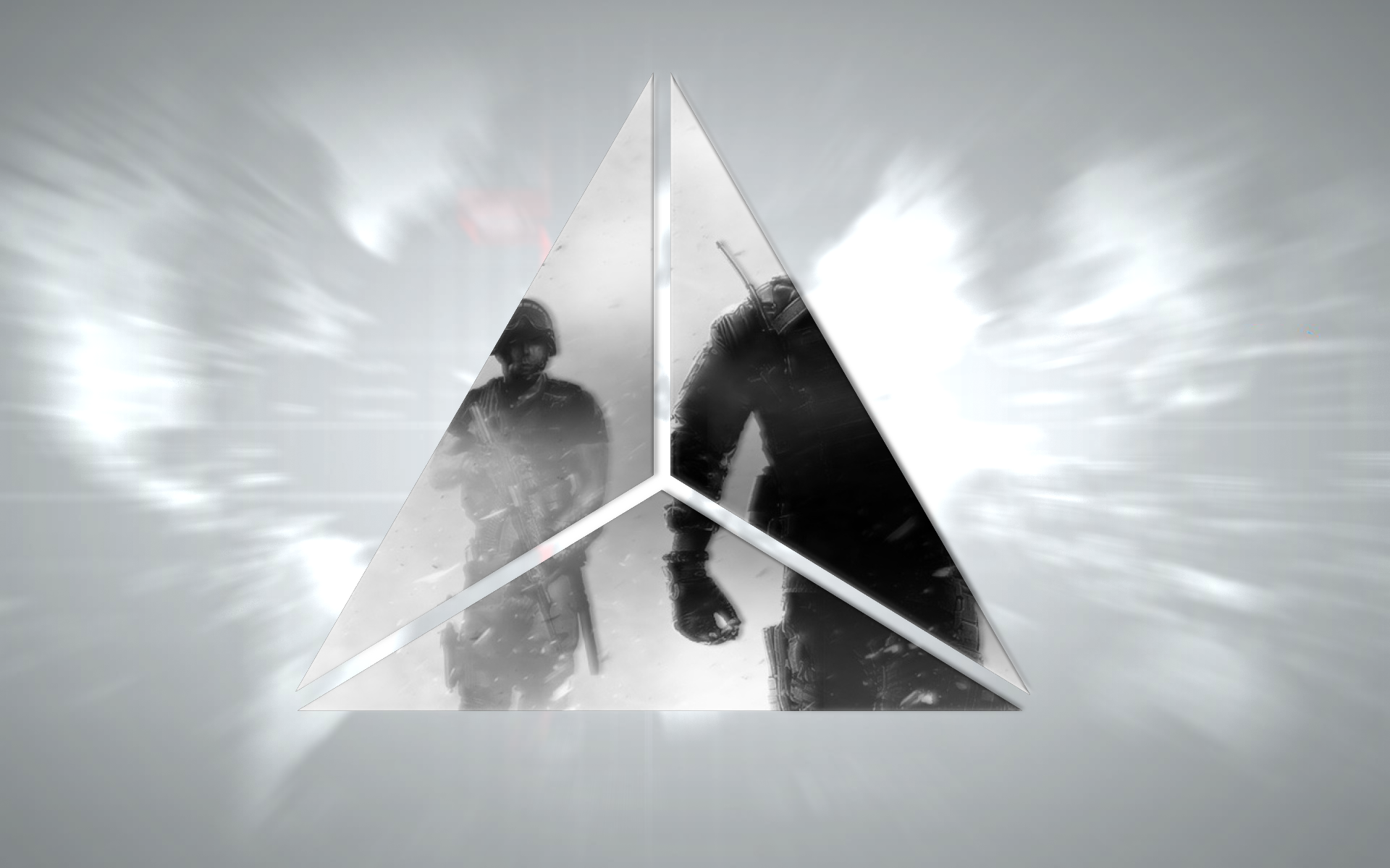 Soldiers reflected in a geometric prism HD Wallpaper