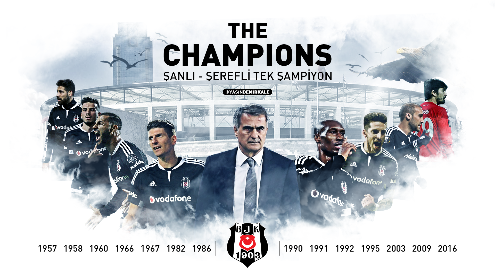 Besiktas J.K. The Champions with years of victory HD Wallpaper