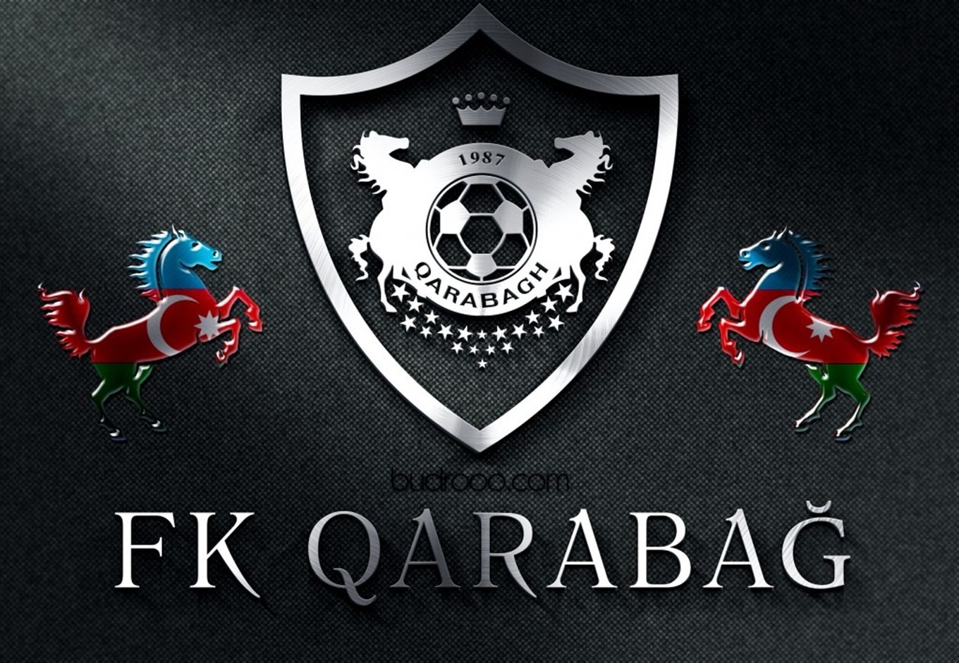 FK Qarabag logo with horses and soccer ball HD Wallpaper