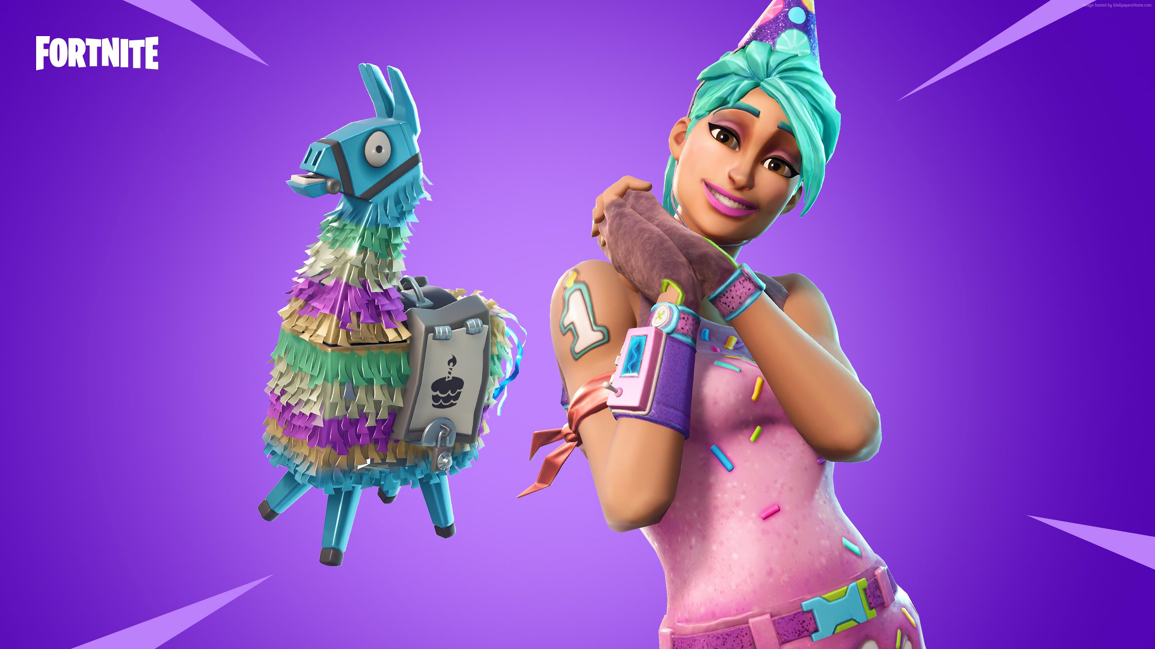 Fortnite Birthday Character and Llama 4K HD Wallpaper