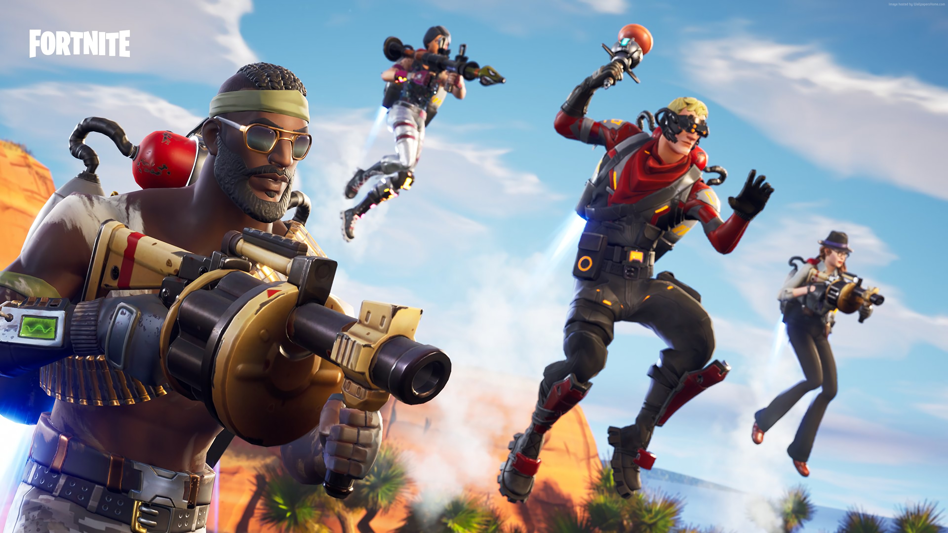 Fortnite characters in desert landscape HD Wallpaper