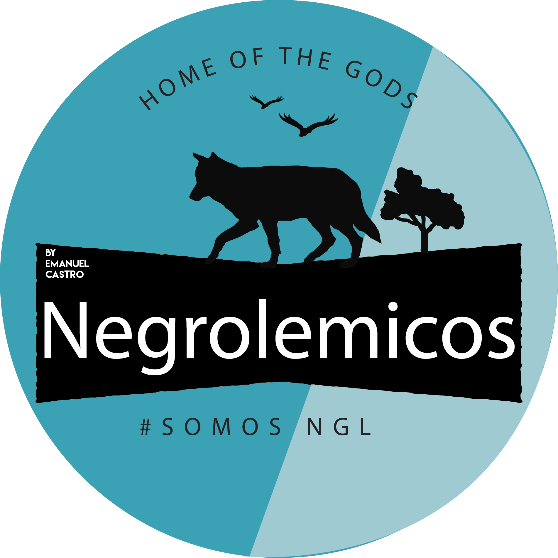 Negrolemicos logo with wolf and tree HD Wallpaper