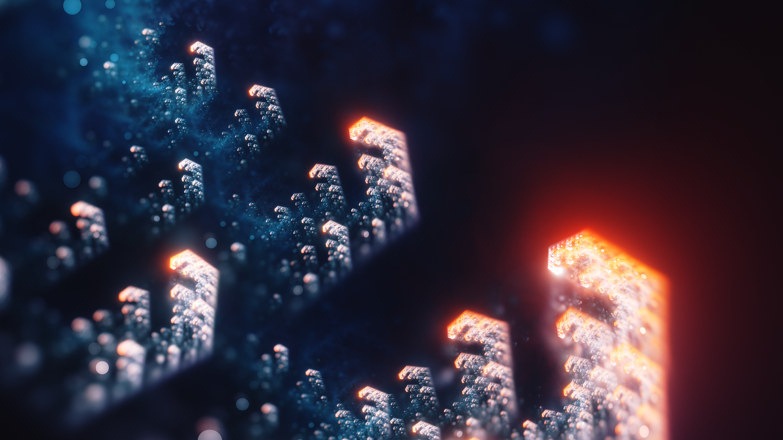 Abstract fractal city lights at night HD Wallpaper