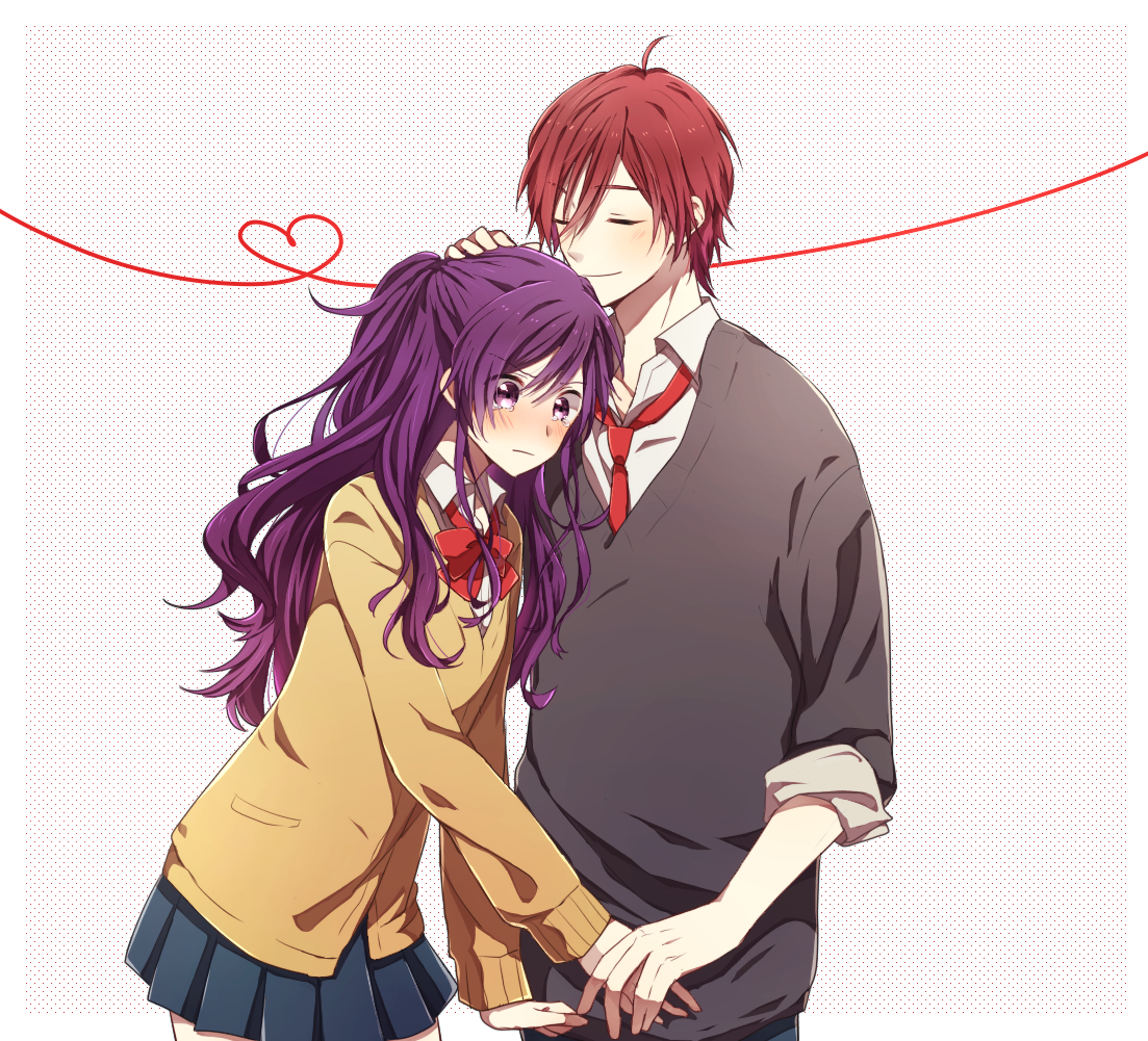 Anime couple with red string of fate HD Wallpaper