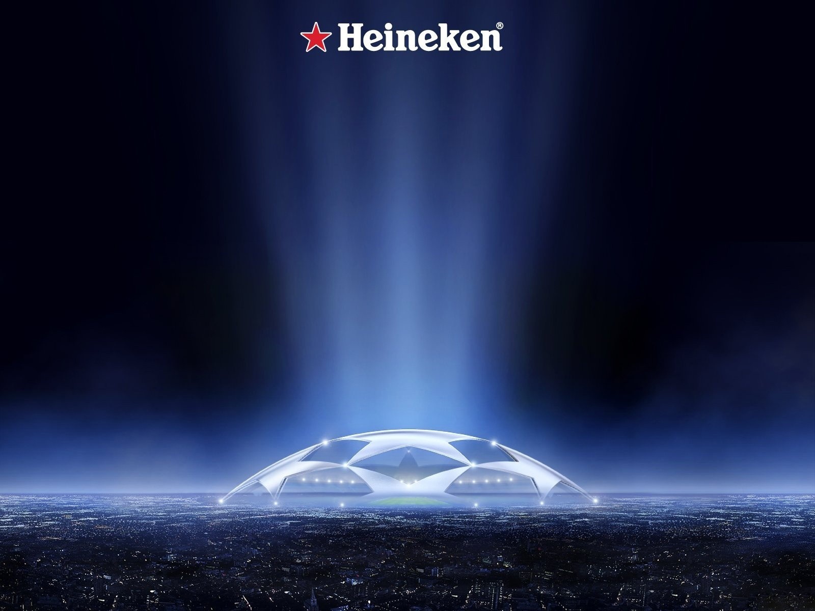 Heineken Champions League stadium at night HD Wallpaper
