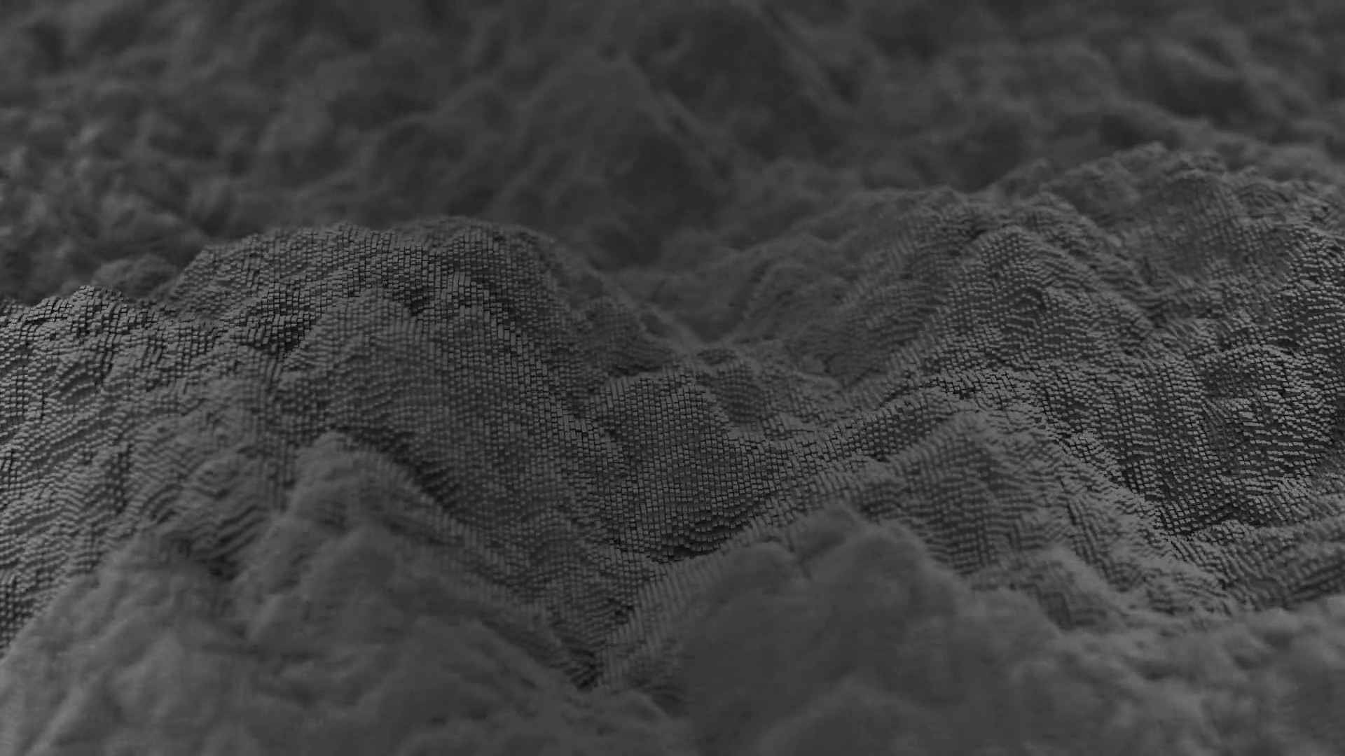 Monochrome digital art of a textured, mountainous landscape HD Wallpaper
