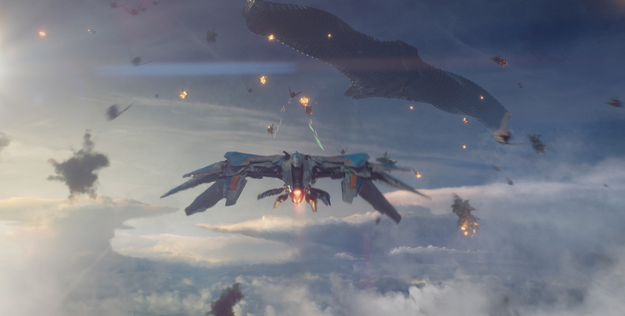 Milano spacecraft in battle with Dark Aster HD Wallpaper