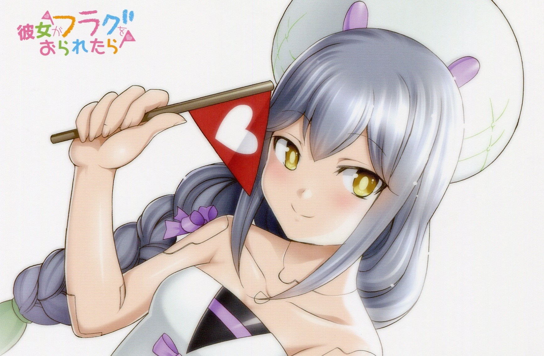 Ninjabayashi Ruri from Kanojo ga Flag wo Oraretara holding a flag HD Wallpaper