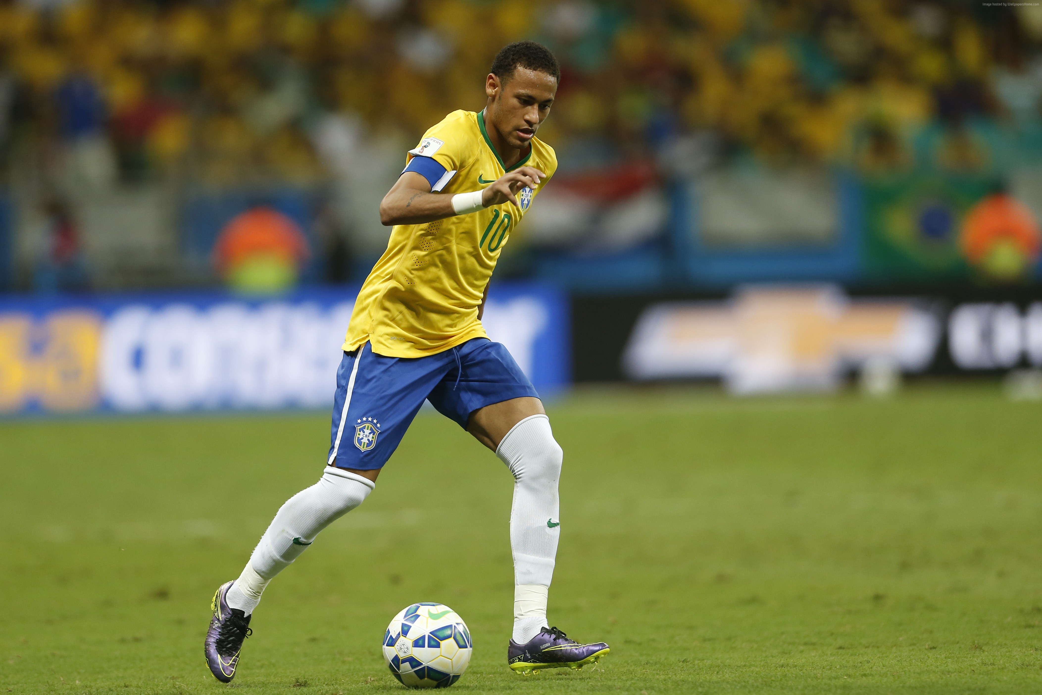 Neymar Jr. playing soccer for Brazil HD Wallpaper