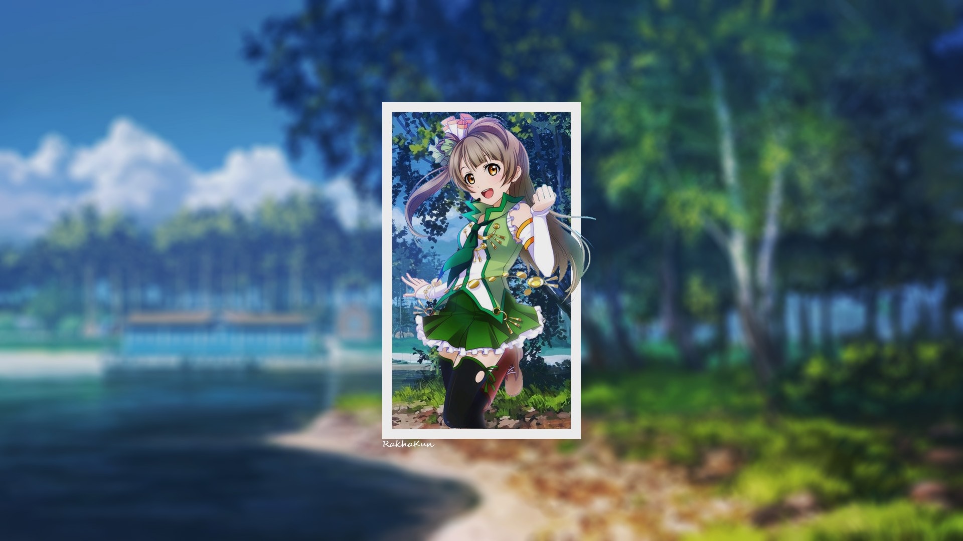 Minami Kotori from Love Live in a green outfit HD Wallpaper
