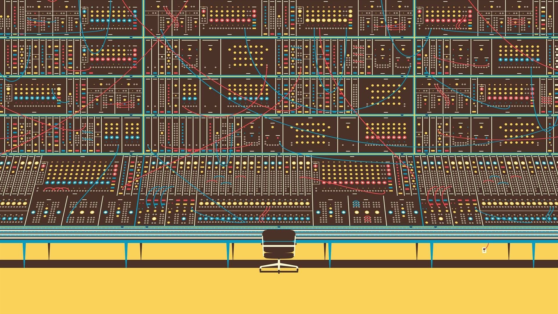 Vintage computer console with chair HD Wallpaper