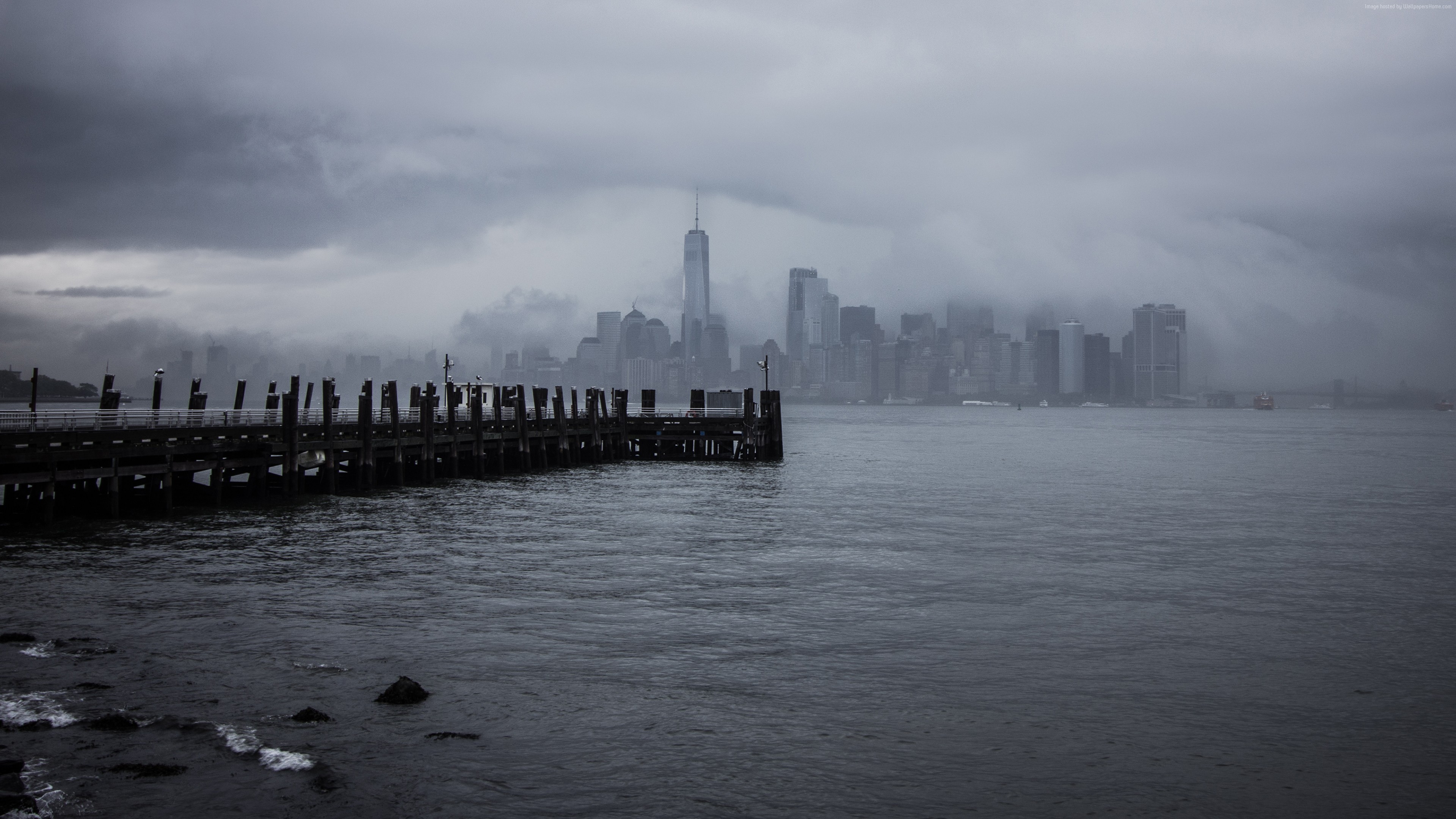 4K Pier in New York City on a Cloudy Day HD Wallpaper
