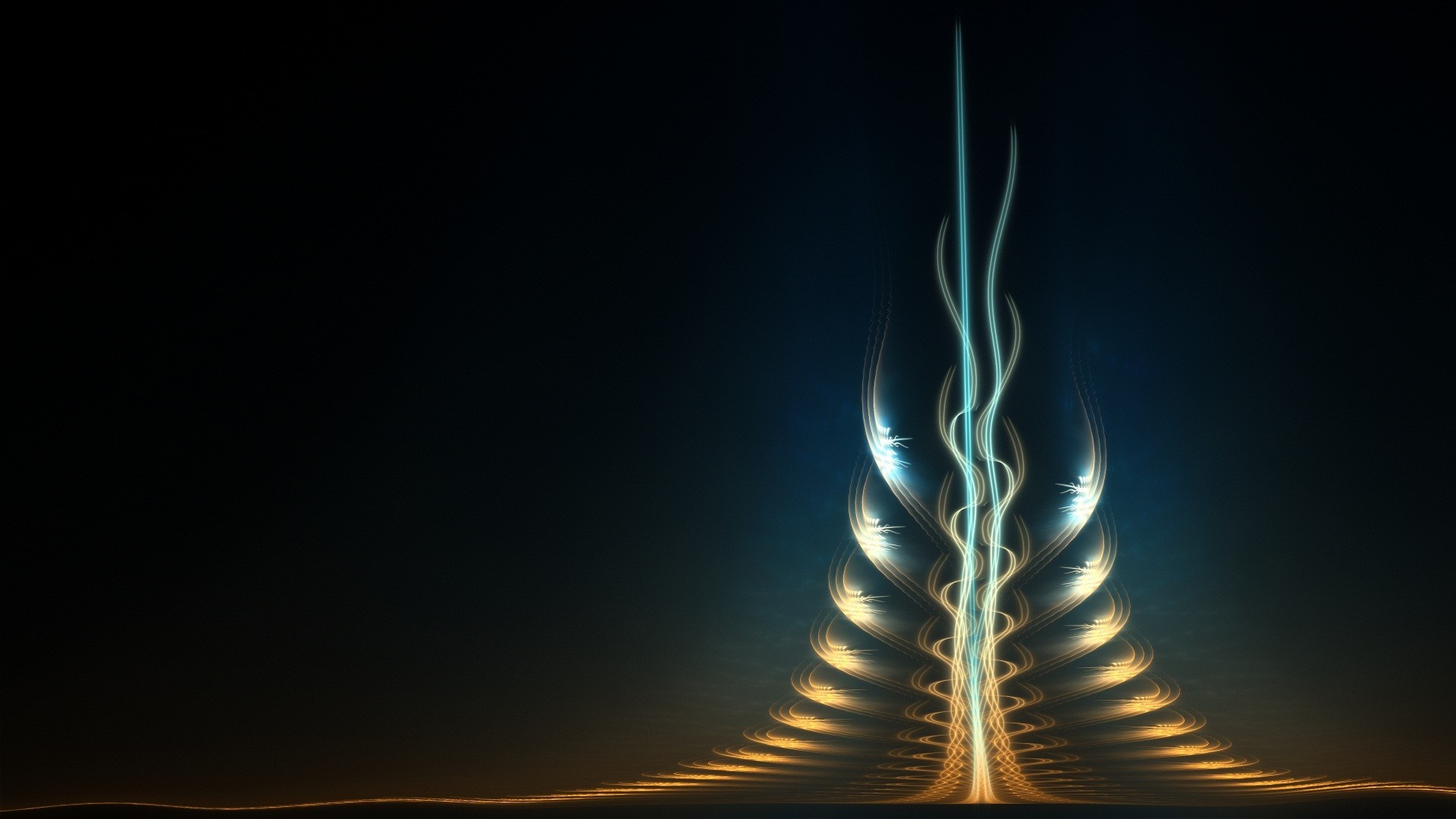Abstract fractal light patterns on dark background HD Wallpaper