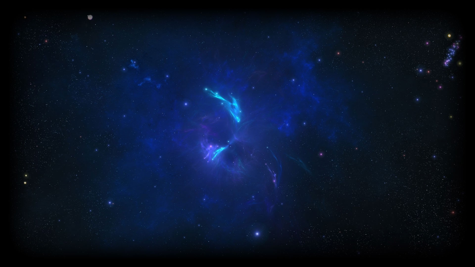 Abstract space nebula with stars and a moon HD Wallpaper