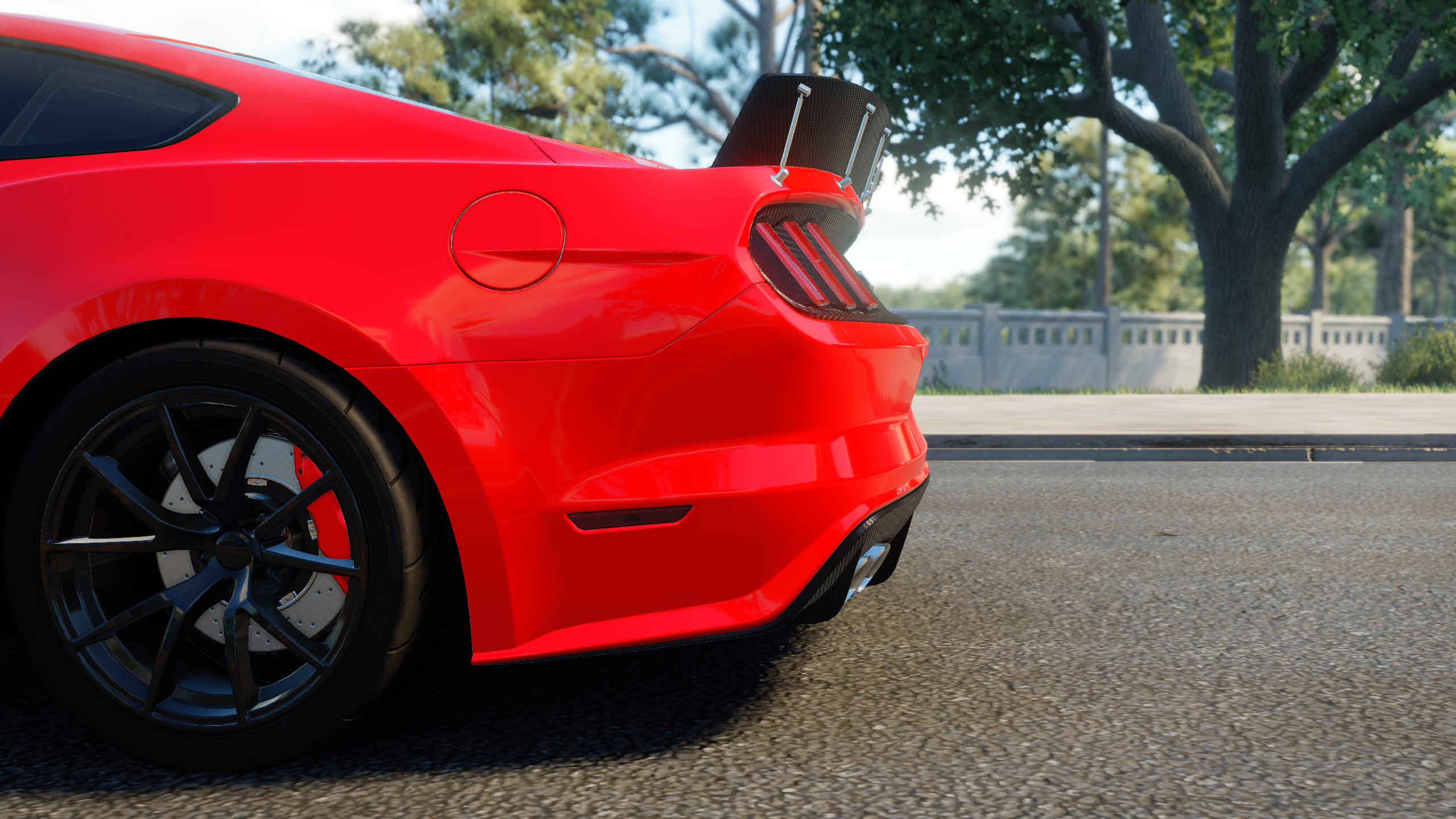 Red Ford Mustang GT sports car with spoiler HD Wallpaper